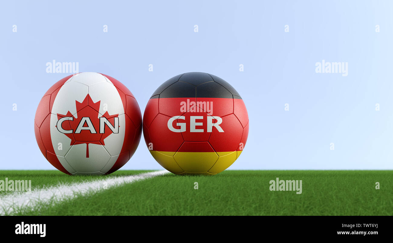 Germany vs. Canada Soccer Match Soccer balls in Germany and Canada