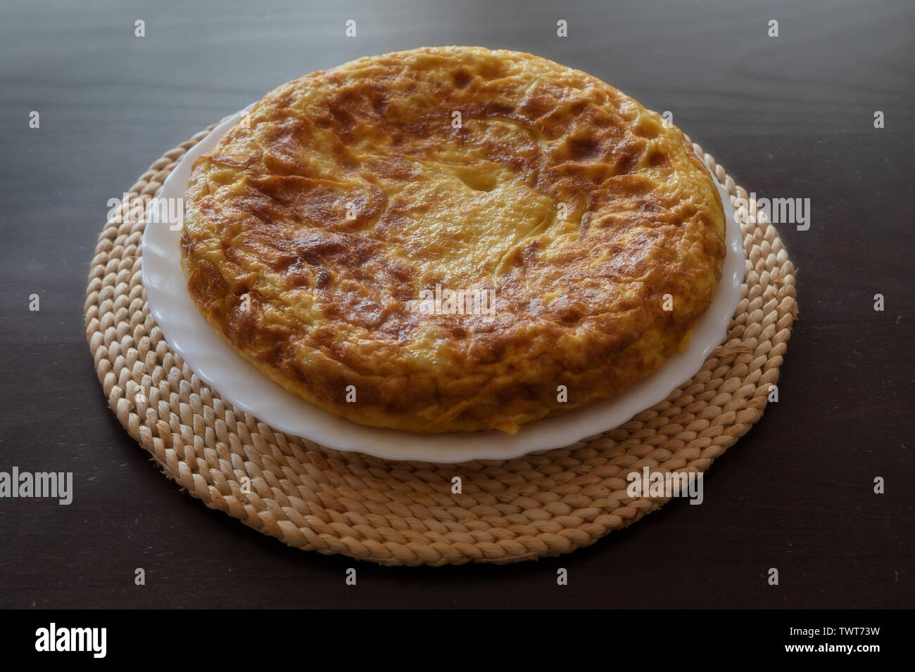 Spanish omelet, tortilla de patata, made at home Stock Photo