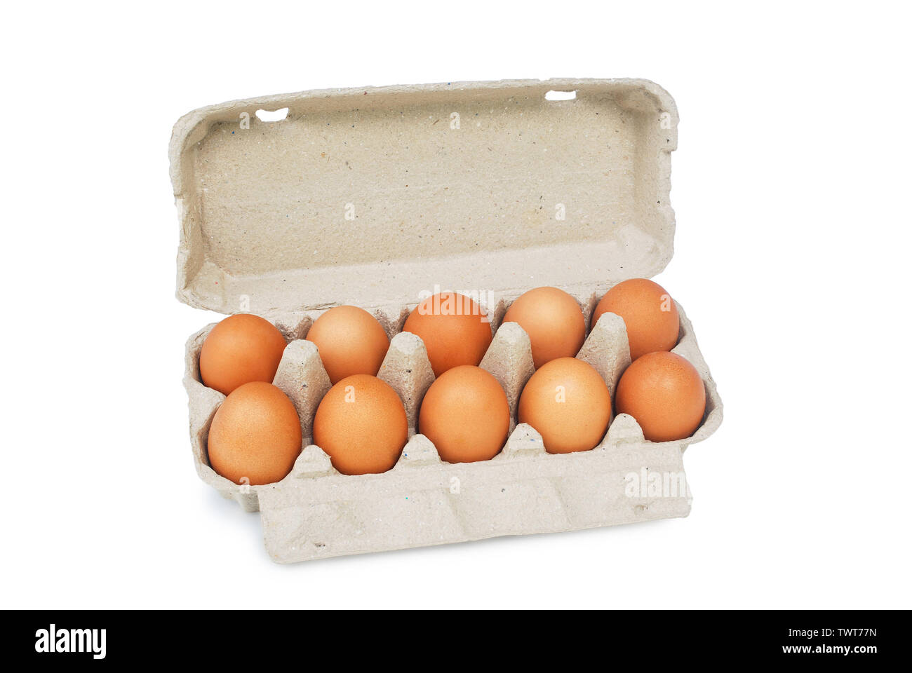 Raised eggs, pack 10 bubbles on white background.With Clipping Path