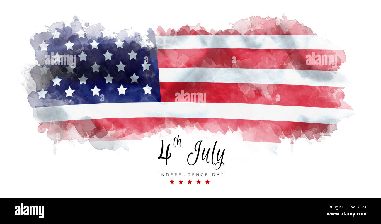 happy Independence Day greeting card american flag grunge background Stock Photo