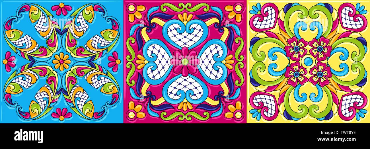 Mexican talavera ceramic tile pattern Stock Vector Image Art Alamy