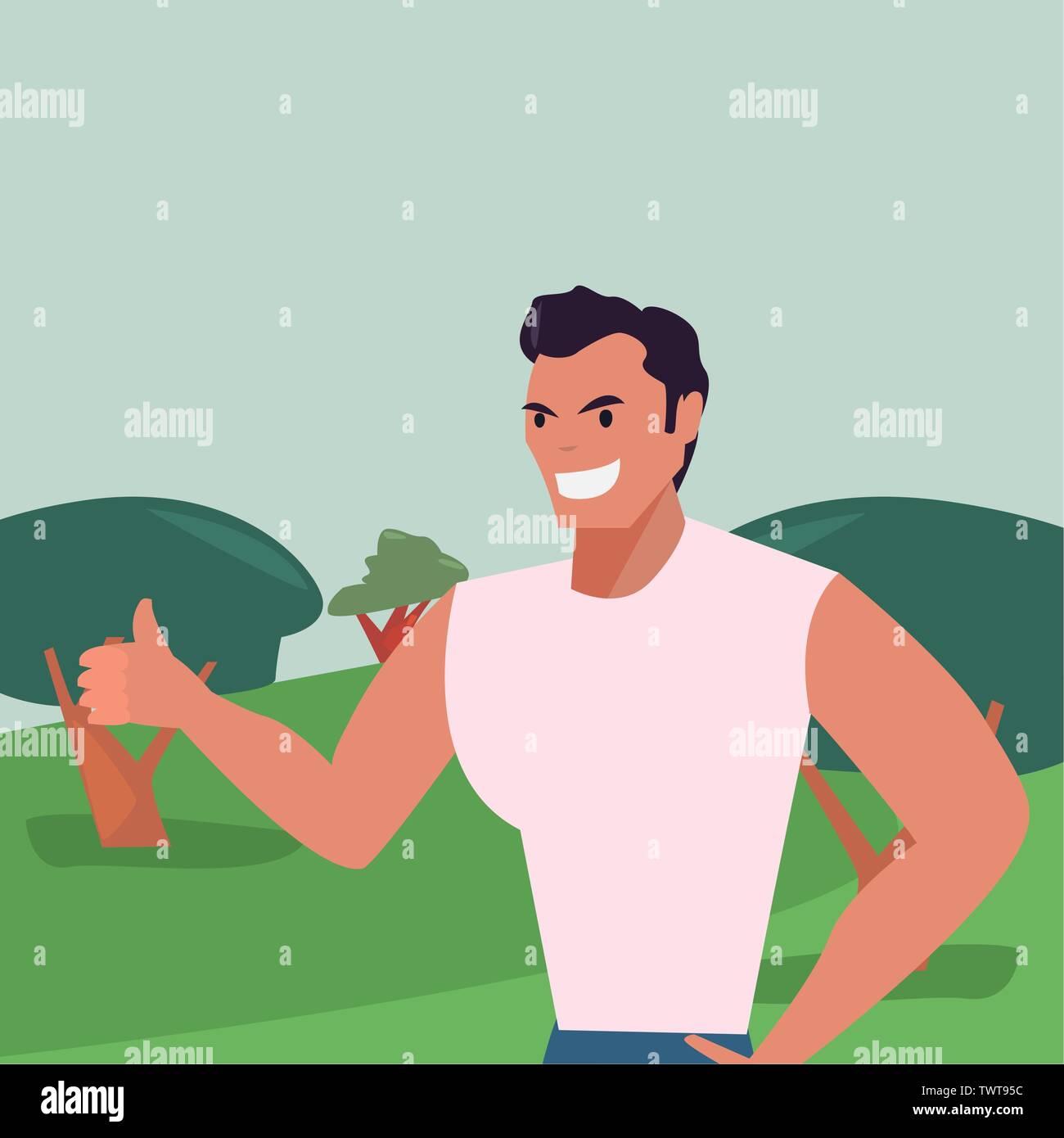 man character in the park outdoor vector illustration Stock Vector ...