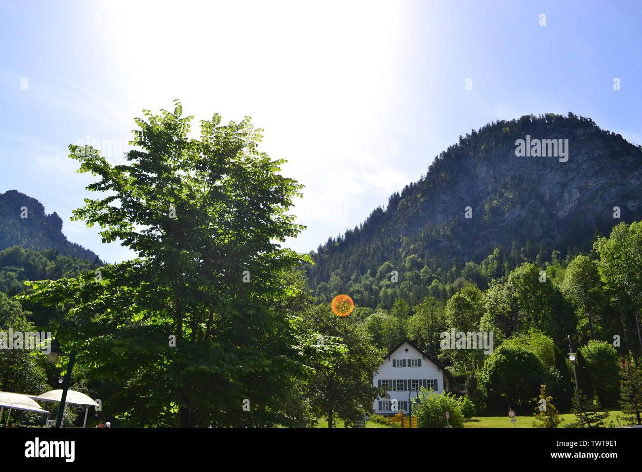 German Mountainside Town Stock Photo