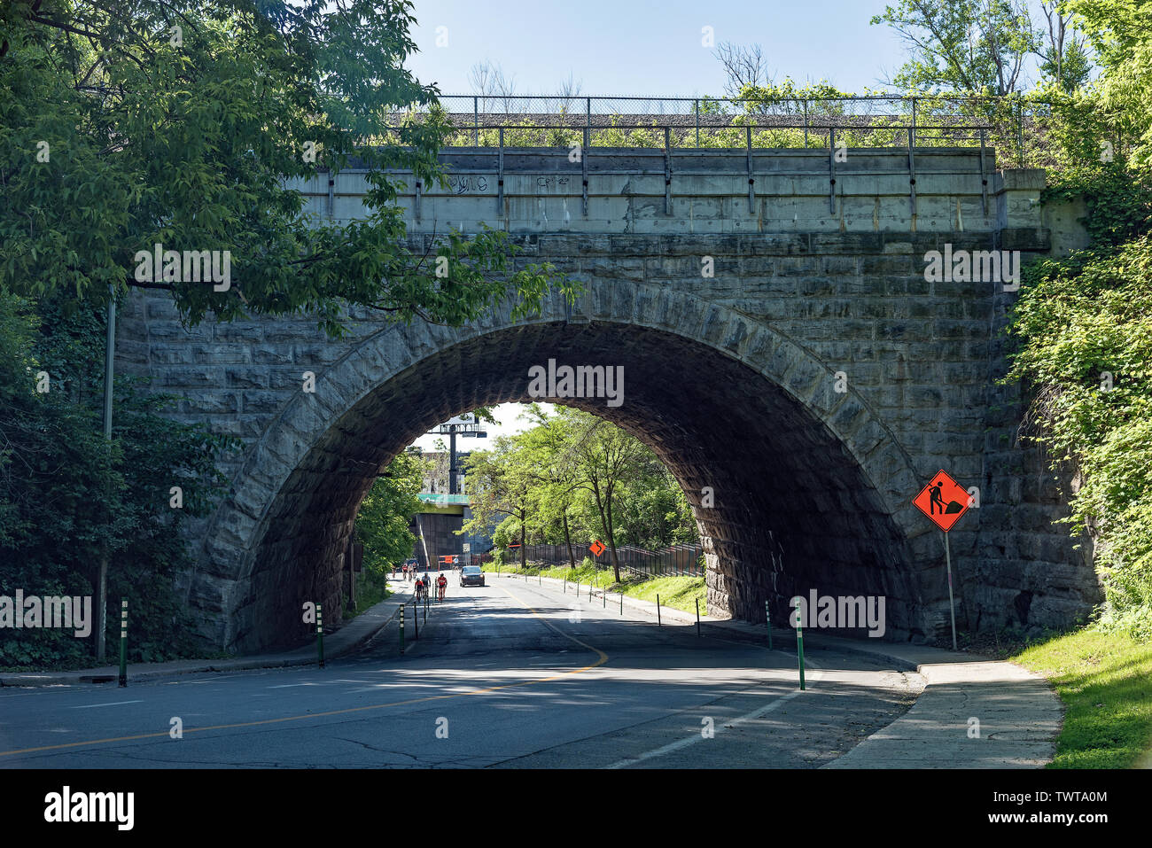 Views of the Glen road tunnel in Westmount, Montreal, Canada. Stock Photo