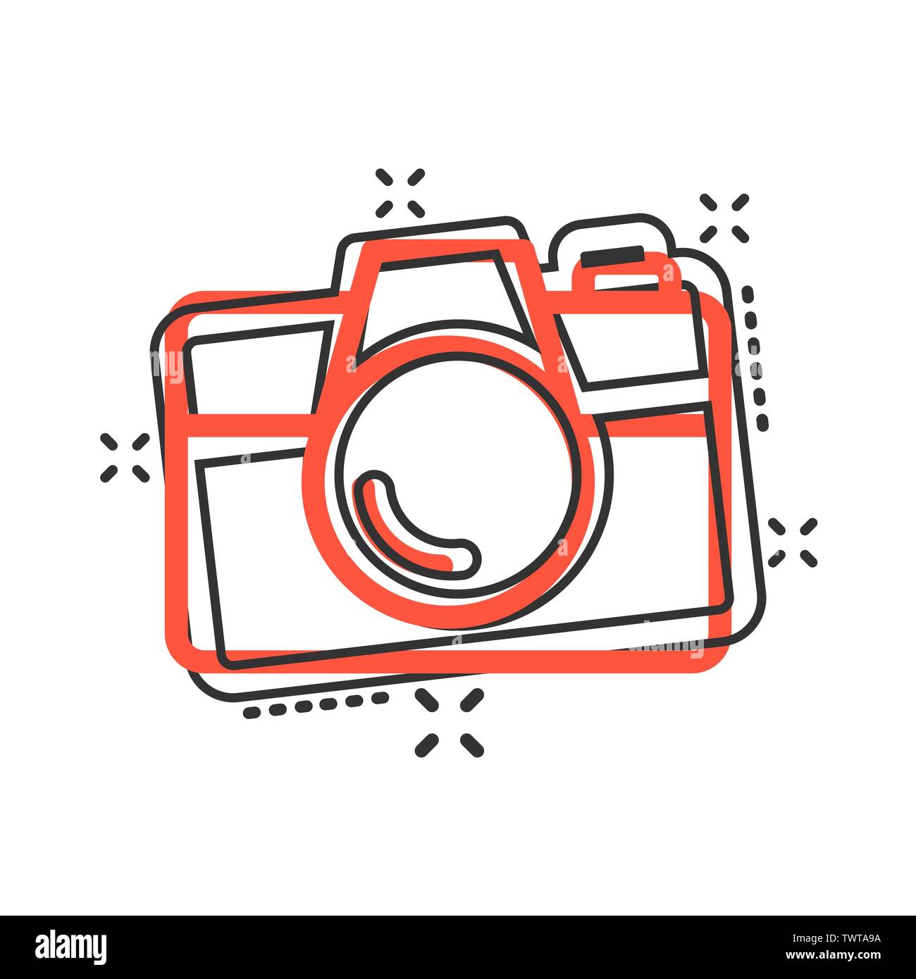 Camera device sign icon in comic style. Photography vector cartoon ...