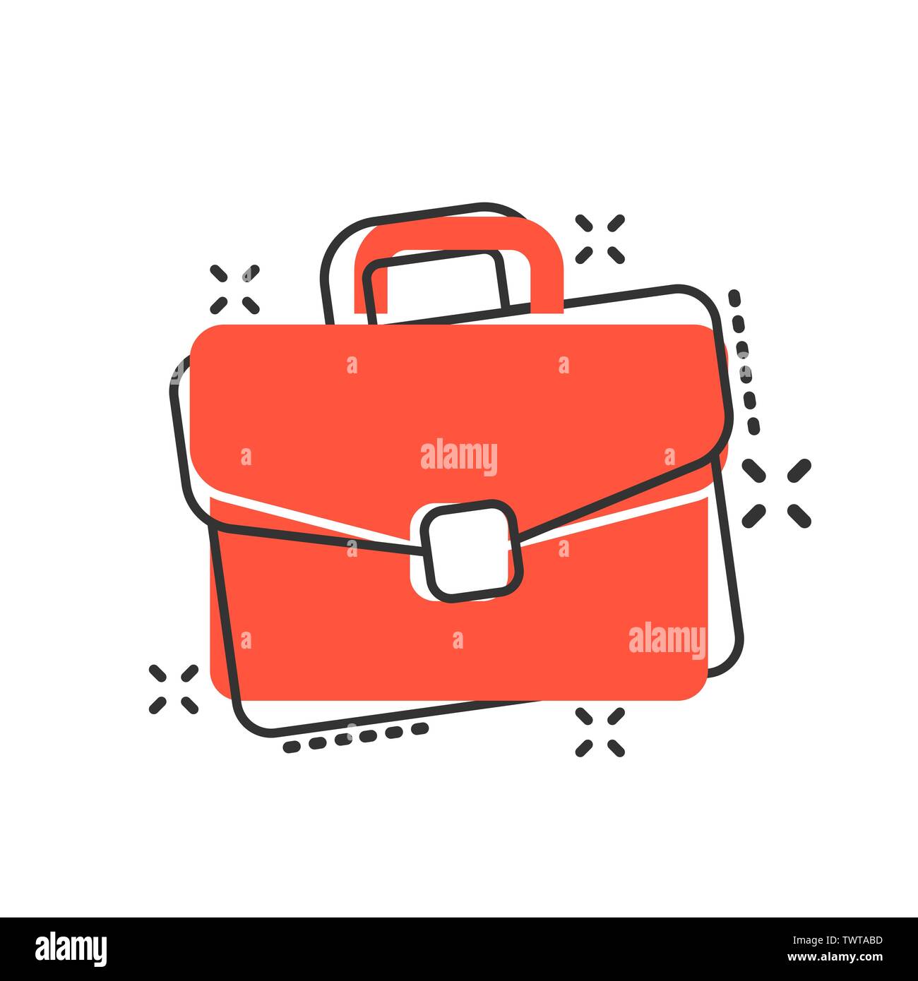 Briefcase sign icon in comic style. Suitcase vector cartoon illustration on  white isolated background. Baggage business concept splash effect Stock  Vector Image & Art - Alamy