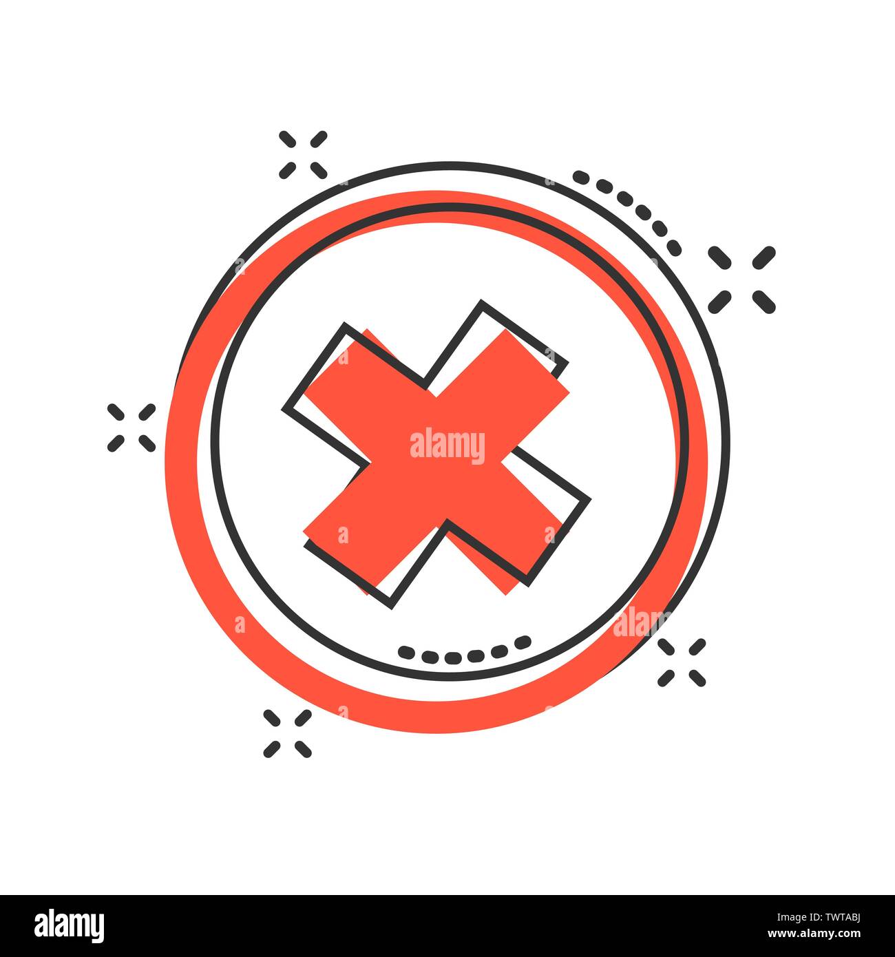 Vector cartoon check marks cross, no icon in comic style. Wrong sign ...