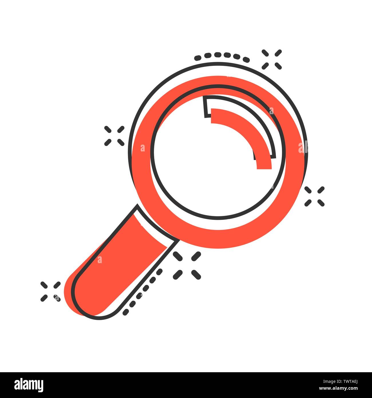 Loupe sign icon in comic style. Magnifier vector cartoon illustration ...