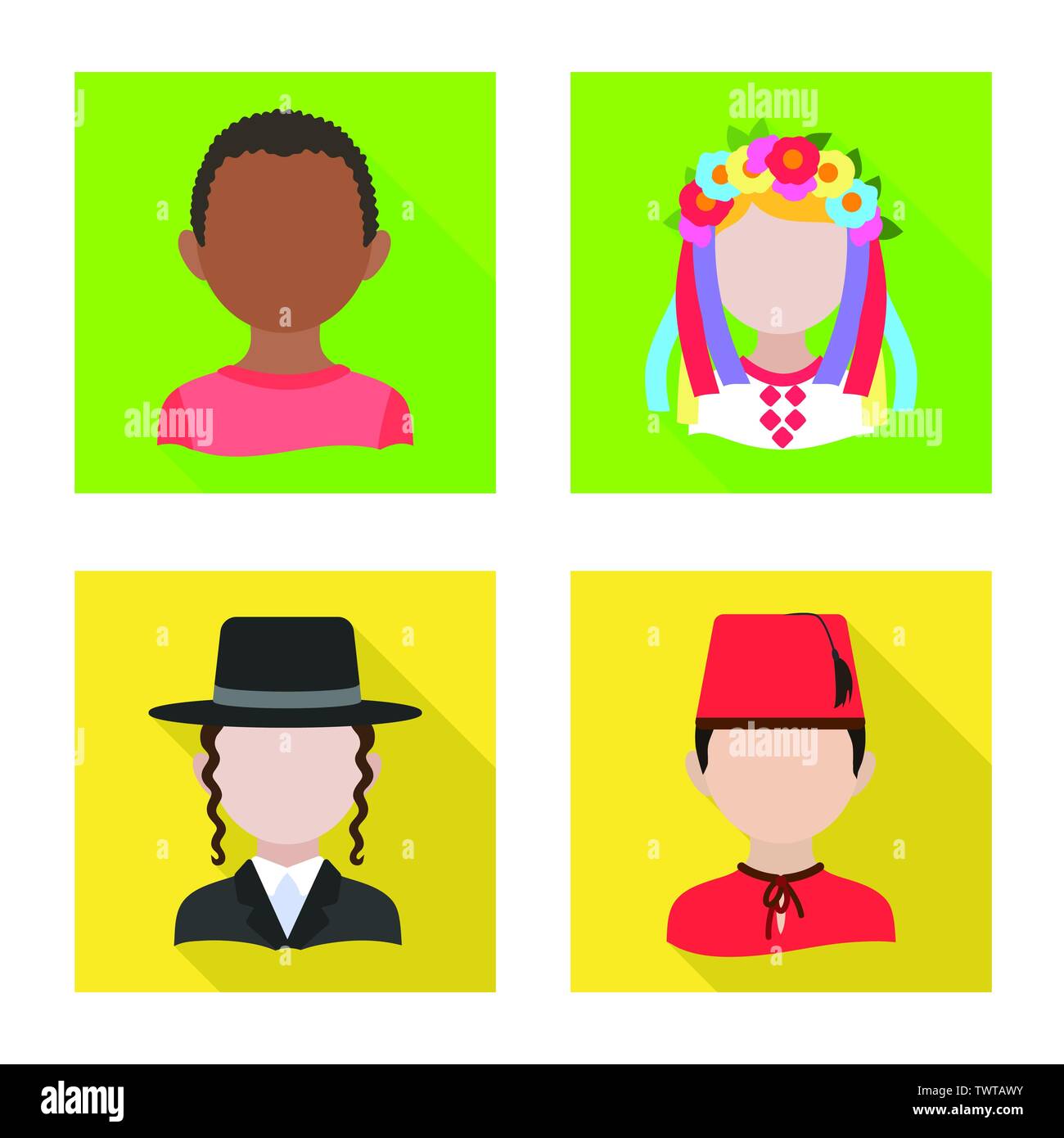 Vector illustration of nation and race logo. Set of nation and user ...
