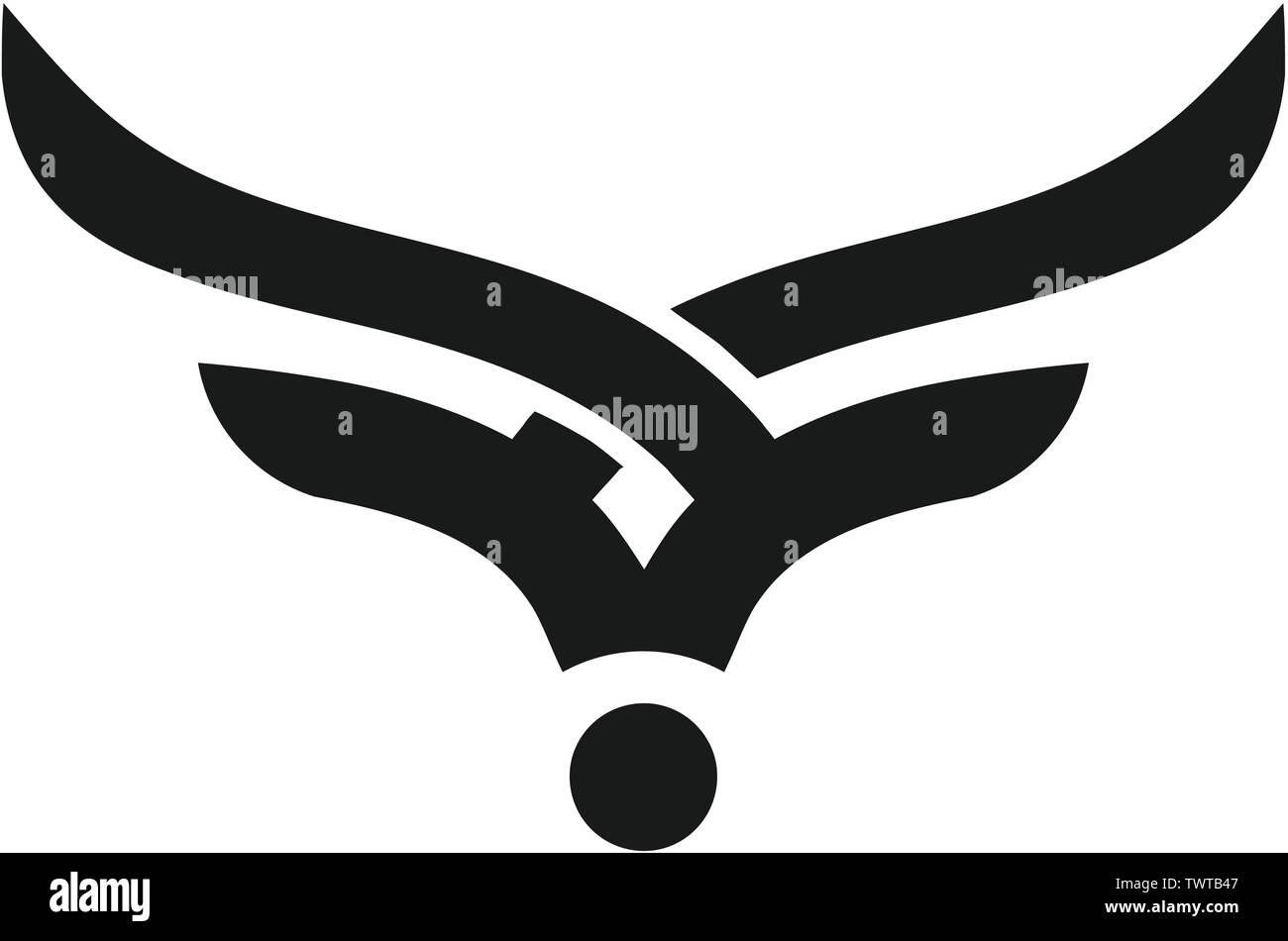 creative and simple bulls horn logo vector Stock Vector