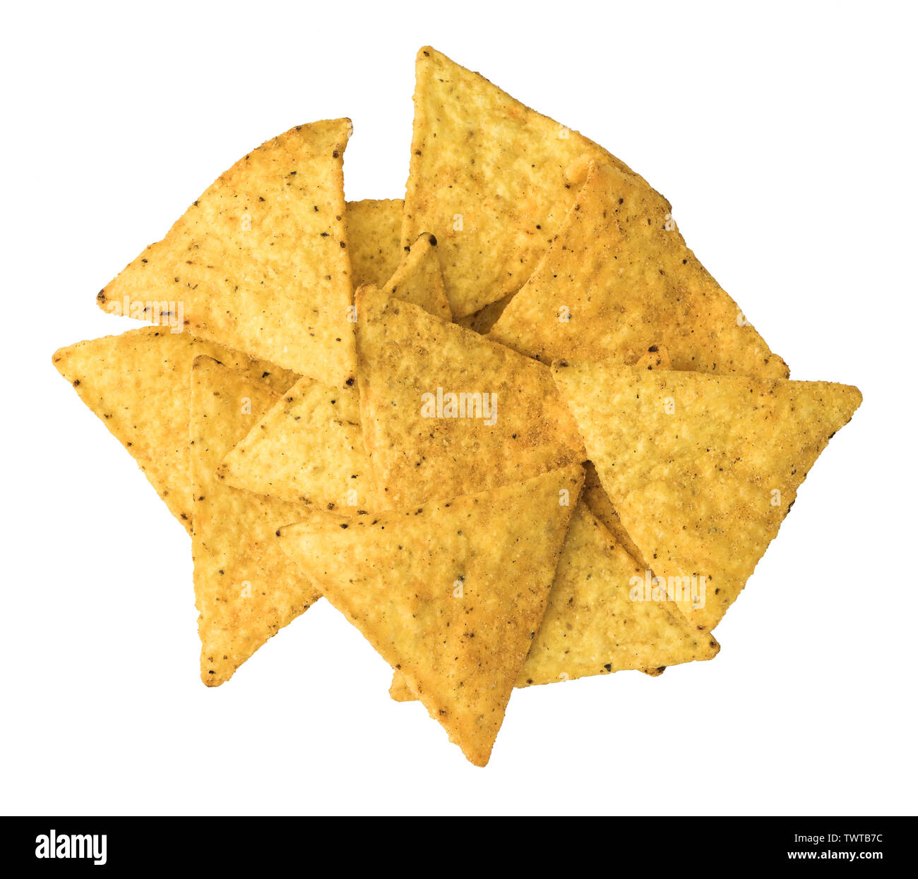 Several Tortilla Chips Isolated on White Background Stock Photo
