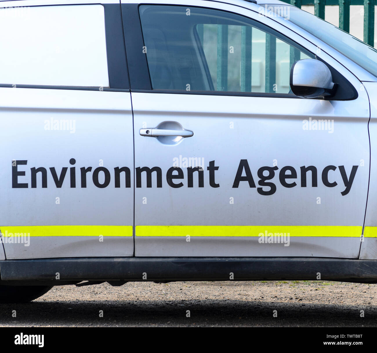 A environment agency car park by theinformation side of the road, UK Stock Photo