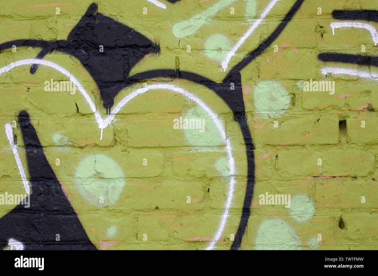 Fragment of colored street art graffiti paintings with contours and