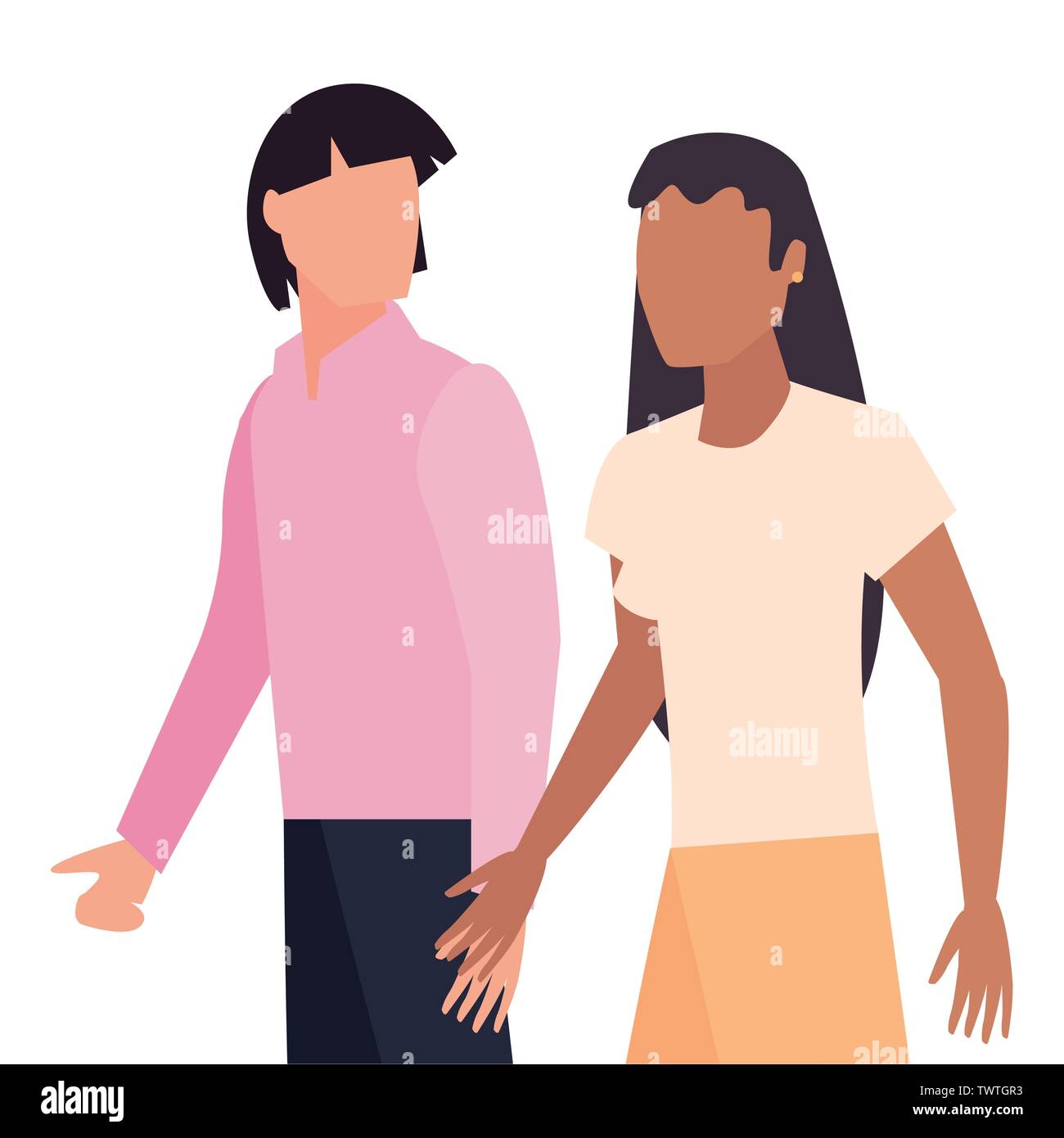 man and woman characters avatars on white background vector ...