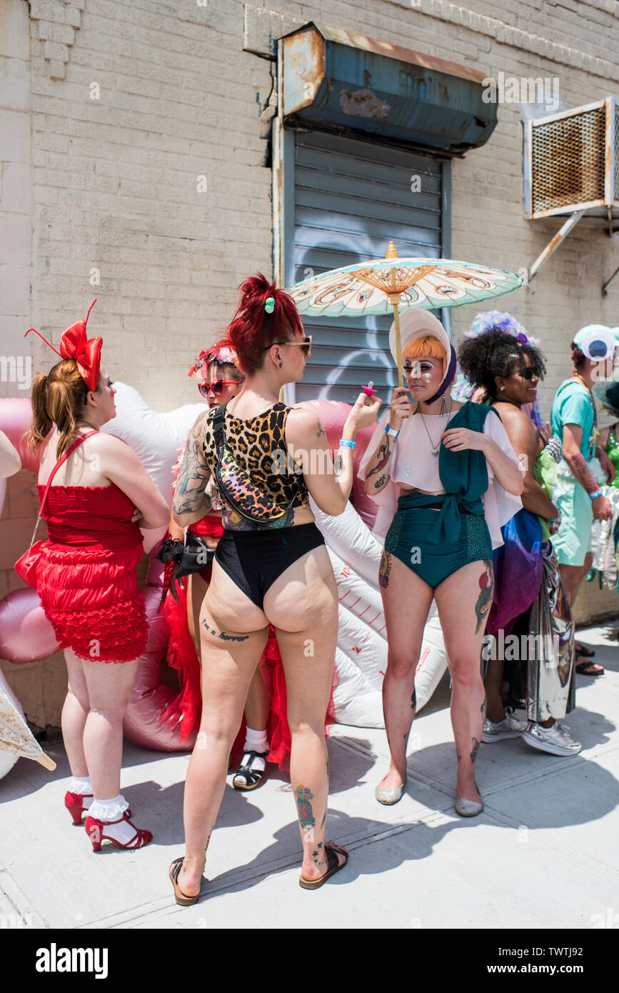 Brooklyn, New York - June, 22, 2019:  37th Annual Mermaid Parade, Coney Island Stock Photo