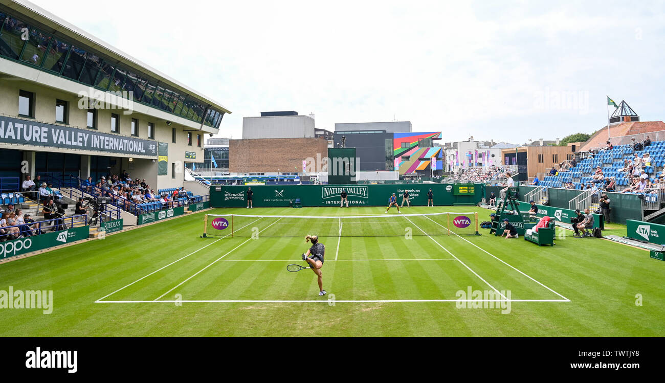 Eastbourne UK 23rd June 2019 - Katie Swan of Great Britain in action against Shuai Zhang of China at the Nature Valley International tennis tournament held at Devonshire Park in Eastbourne . Credit : Simon Dack / TPI / Alamy Live News Stock Photo