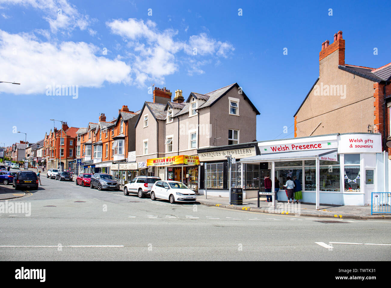 Seafront shops and at Rhos Road in RhosonSea Wales UK