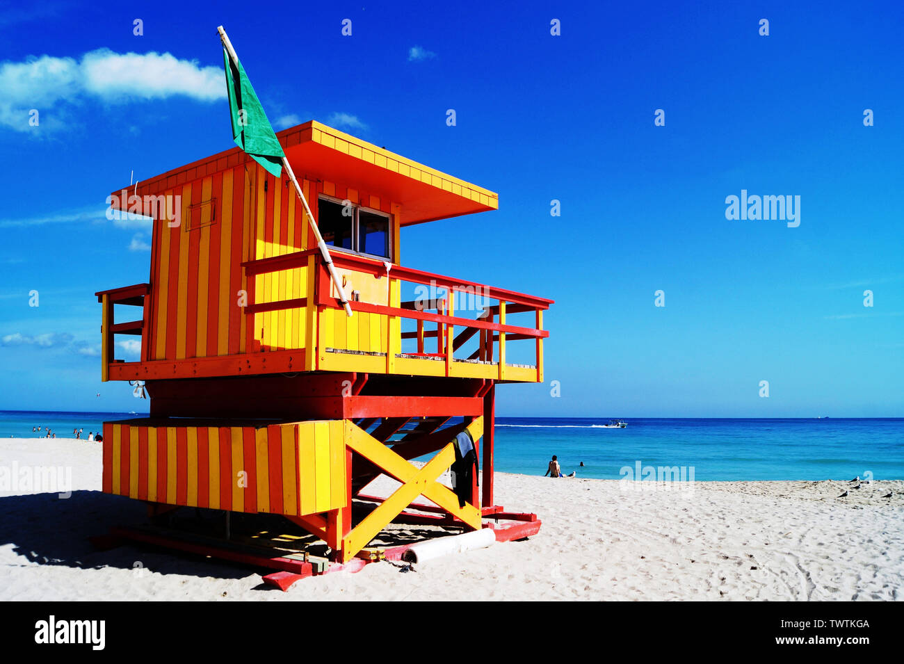First-aid post on South Beach in Miami Beach, Florida, USA Stock Photo
