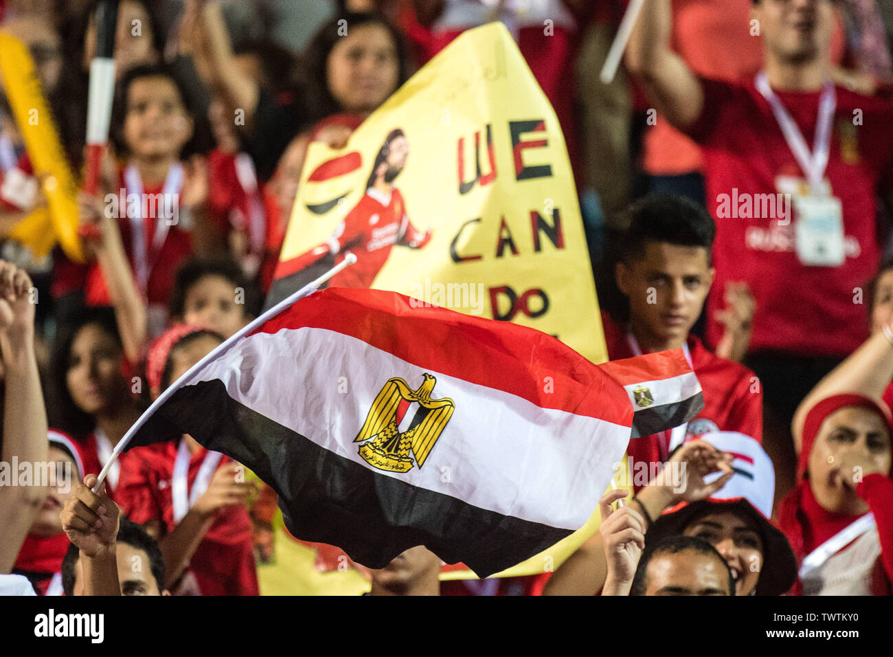 CAIRO, EGYPT - JUNE 21: Ahmed Hegazy of Egypt looks on during the 2019 Africa Cup of Nations Group A match between Egypt and Zimbabwe at Cairo International Stadium on June 21, 2019 in Cairo, Egypt. (Photo by Sebastian Frej/MB Media) Stock Photo