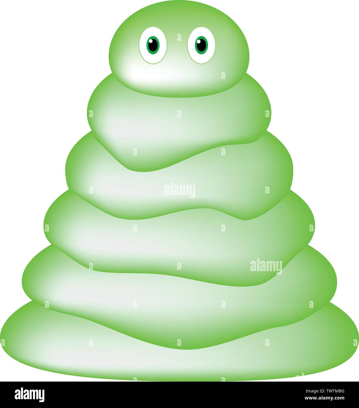 Big Green Slime on White Background. Jelly Monster. Vector illustration for Design, Game. Cute Game Hero Character. Stock Vector
