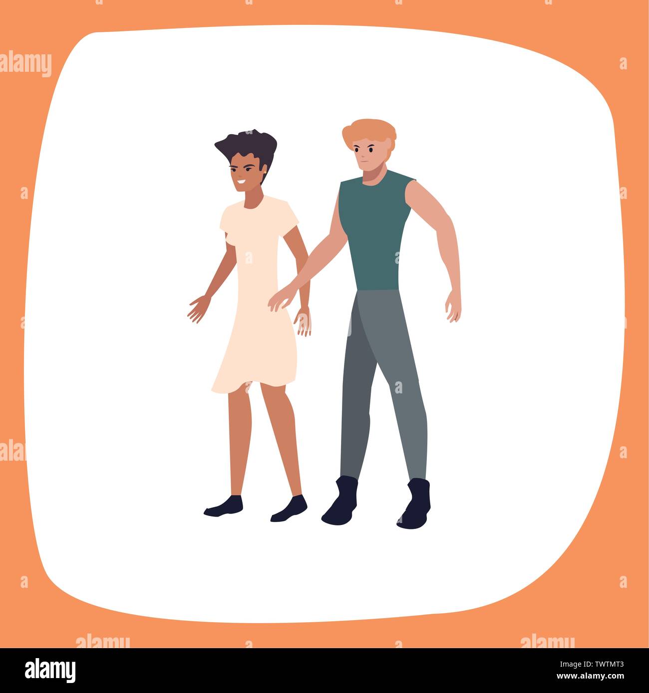 man and woman characters avatars on white background vector ...