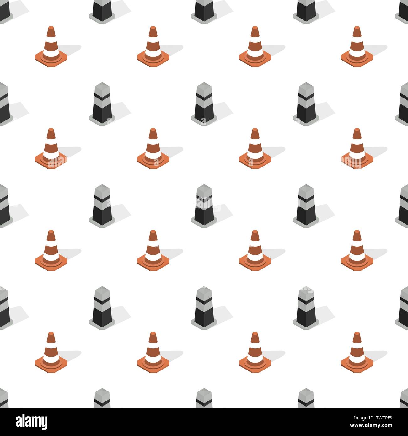 Seamless background from a set of under construction design elements, vector illustration. Stock Vector