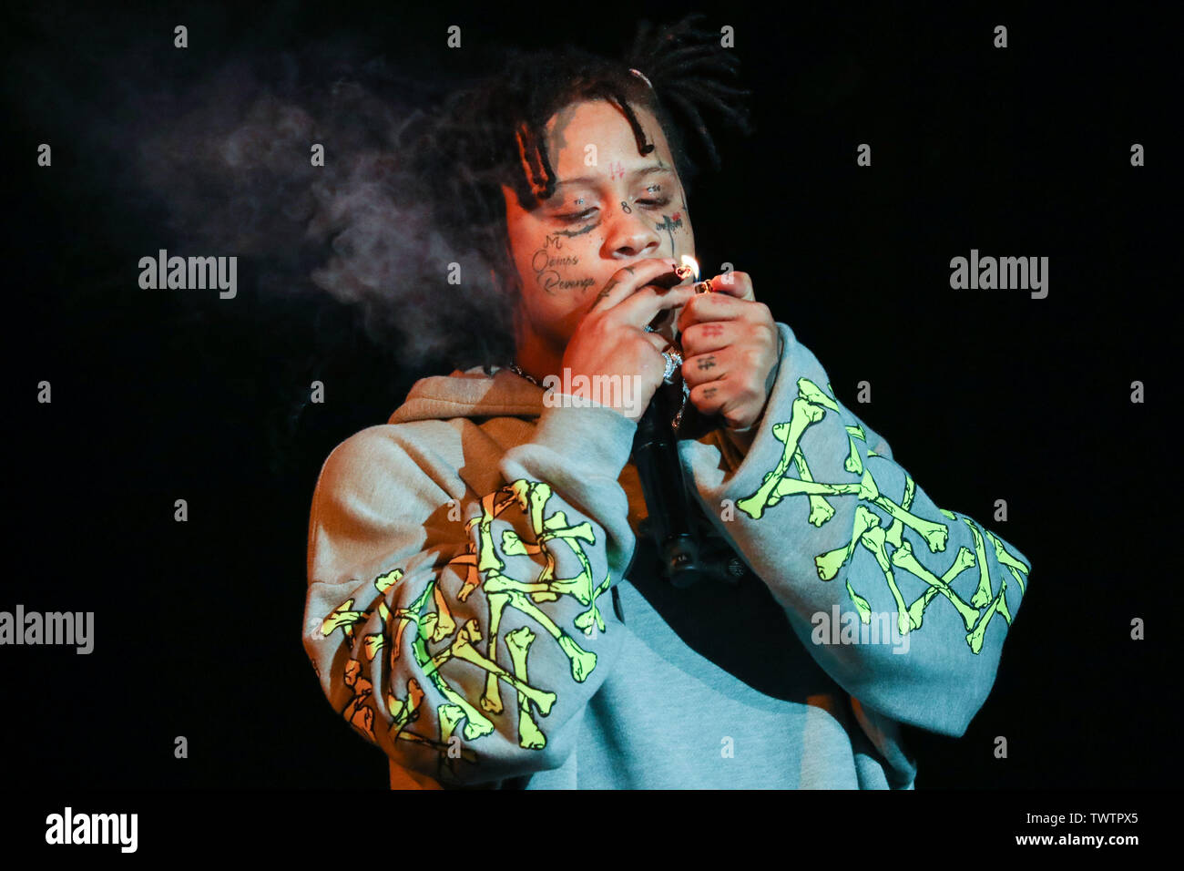 Tippee Red Rapper LOS ANGELES, CALIFORNIA, USA - JUNE 22: Rapper Trippie Redd performs at ...