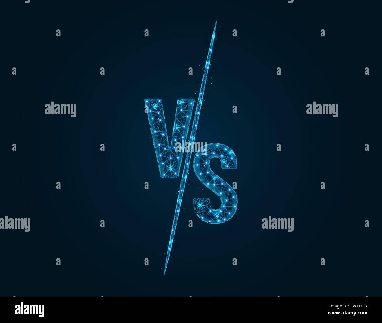 Versus Battle low poly design, Competition vs match game in polygonal