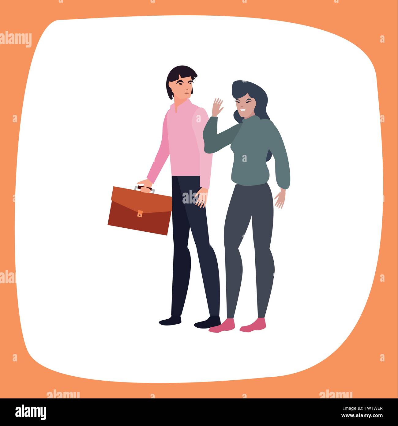 man and woman characters avatars on white background vector ...