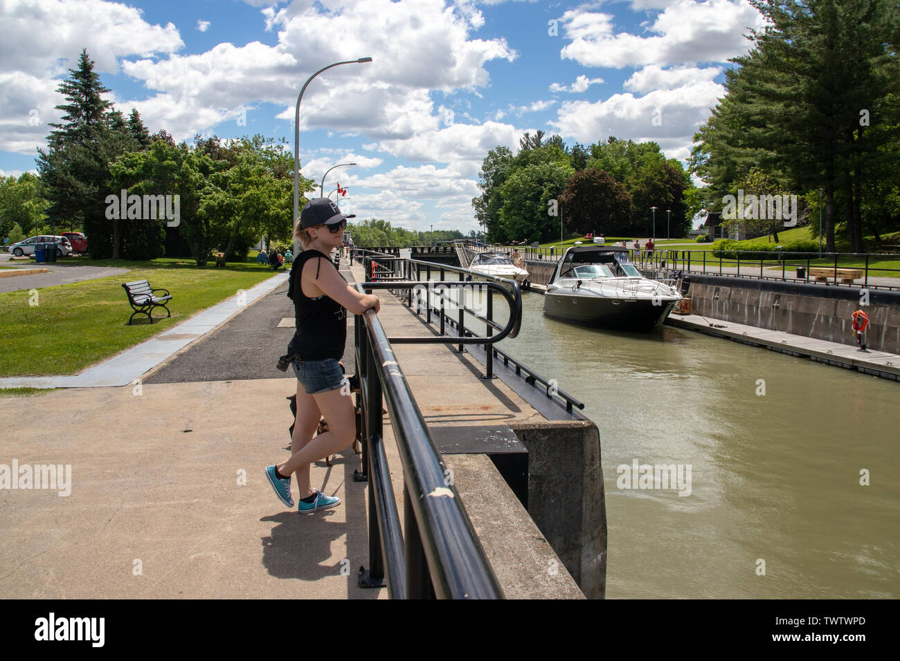 St-Ours Canada - 22 June 2019 : Saint-Ours Canal National Historic Site park at daytime at summer Stock Photo