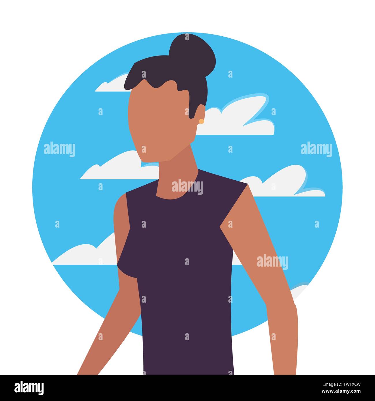 woman avatar character with sky background vector illustration Stock ...