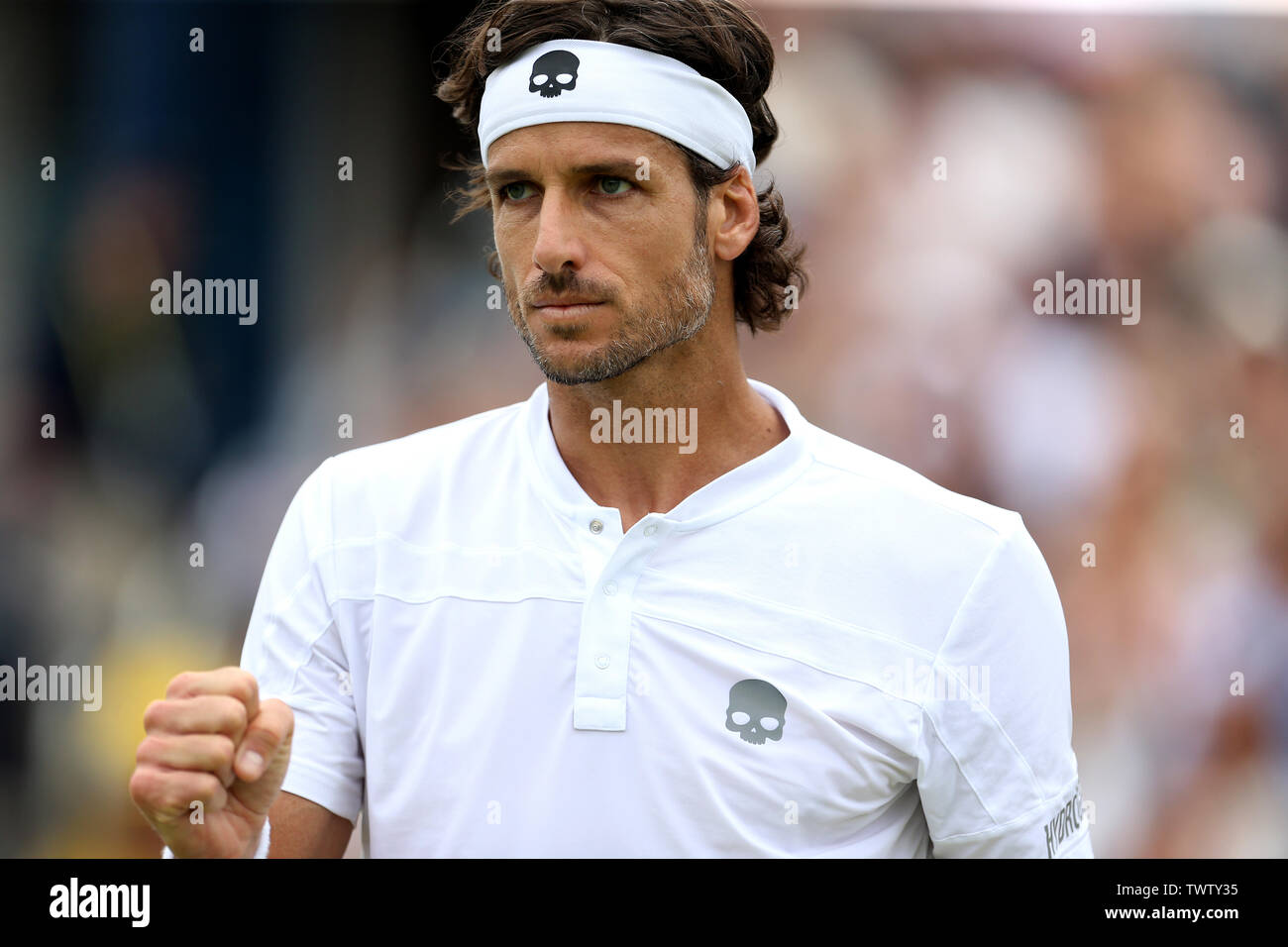 Feliciano Lopez during the Men's Singles Final during day seven of the Fever-Tree Championship at the Queen's Club, London. Stock Photo