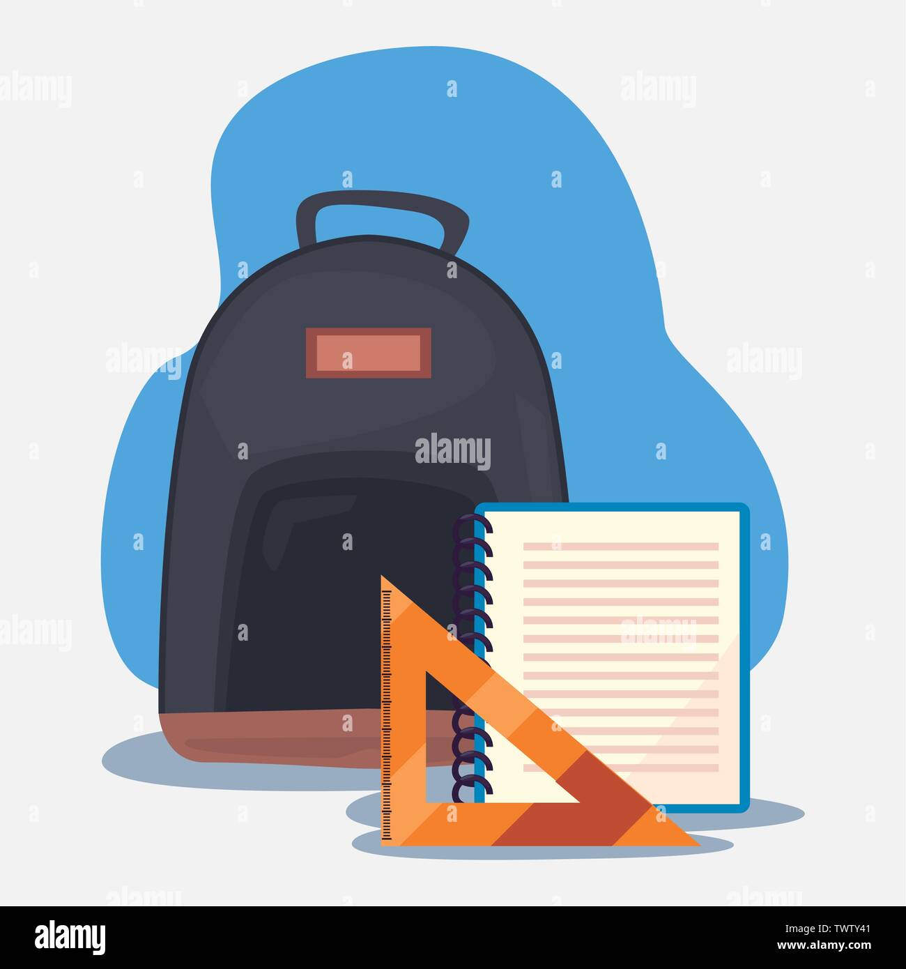 backpack notebook ruler back to school supplies vector illustration ...