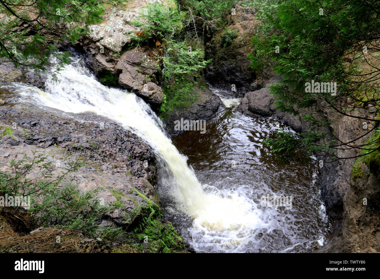 Above view of a Waterfall falling into a pool Stock Photo