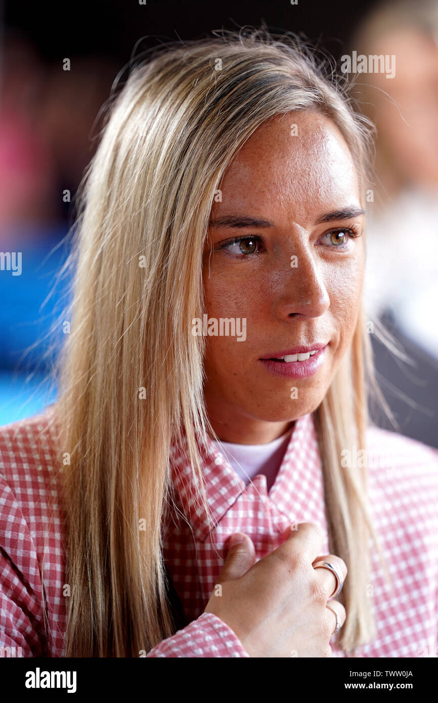 BBC sport pundit Jordan Nobbs during the FIFA Women's World Cup, round of  Sixteen match at State du Hainaut, Valenciennes Stock Photo - Alamy