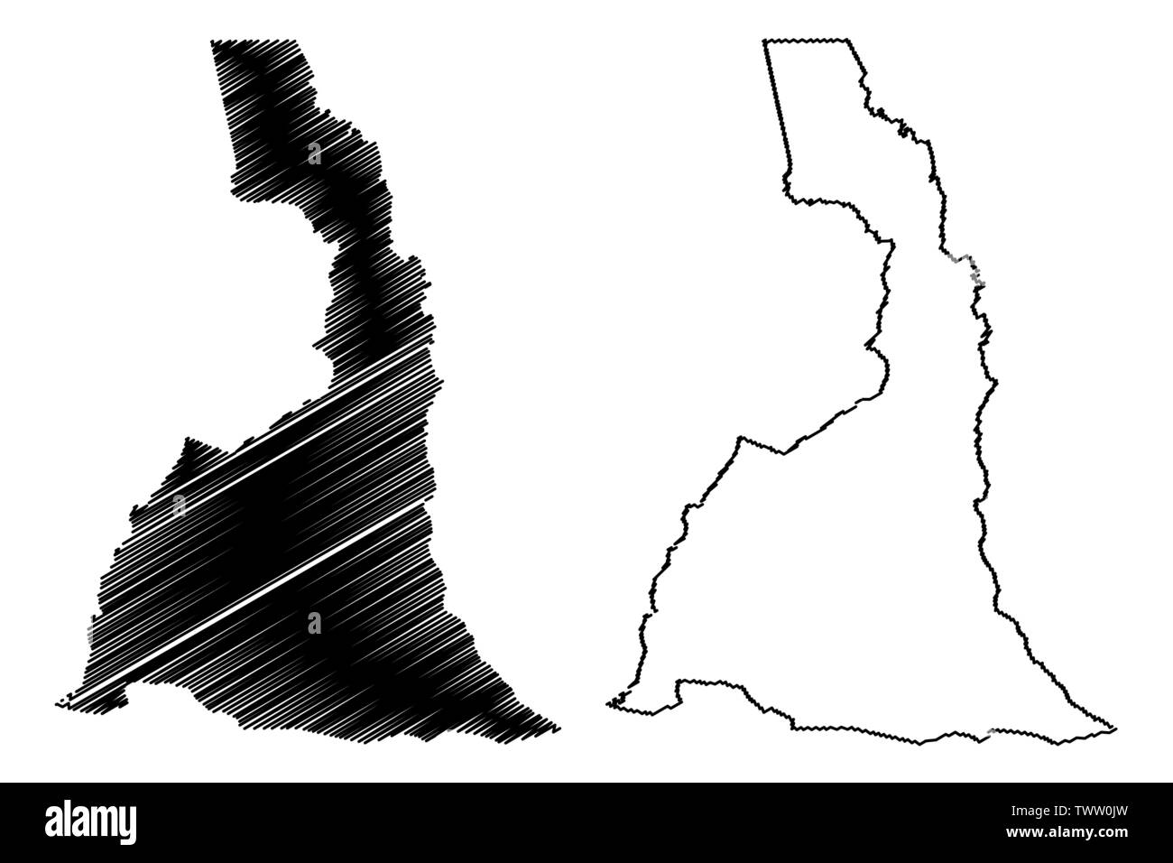 Far North Region (Regions of Cameroon, Republic of Cameroon) map vector illustration, scribble sketch Extreme North Region map Stock Vector