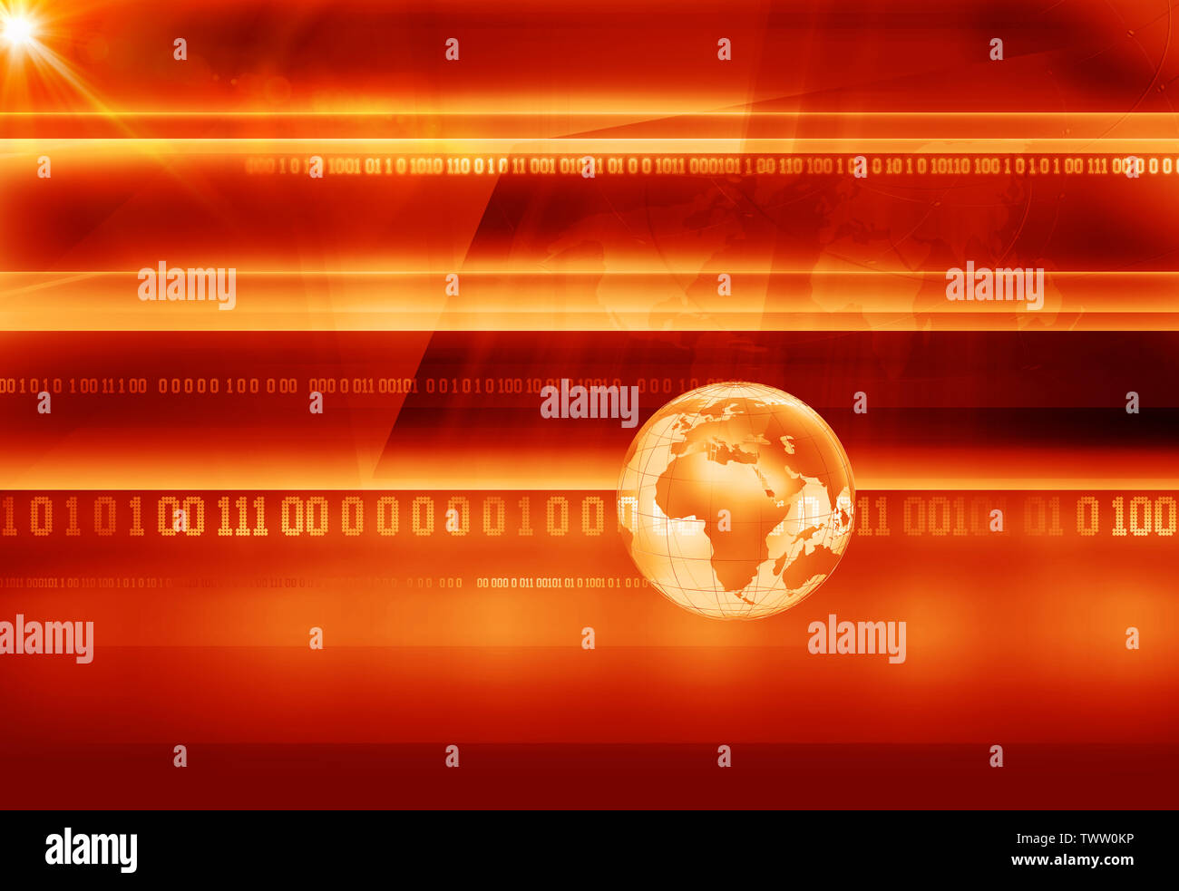 Graphical breaking news background with binary codes and earth globe ...