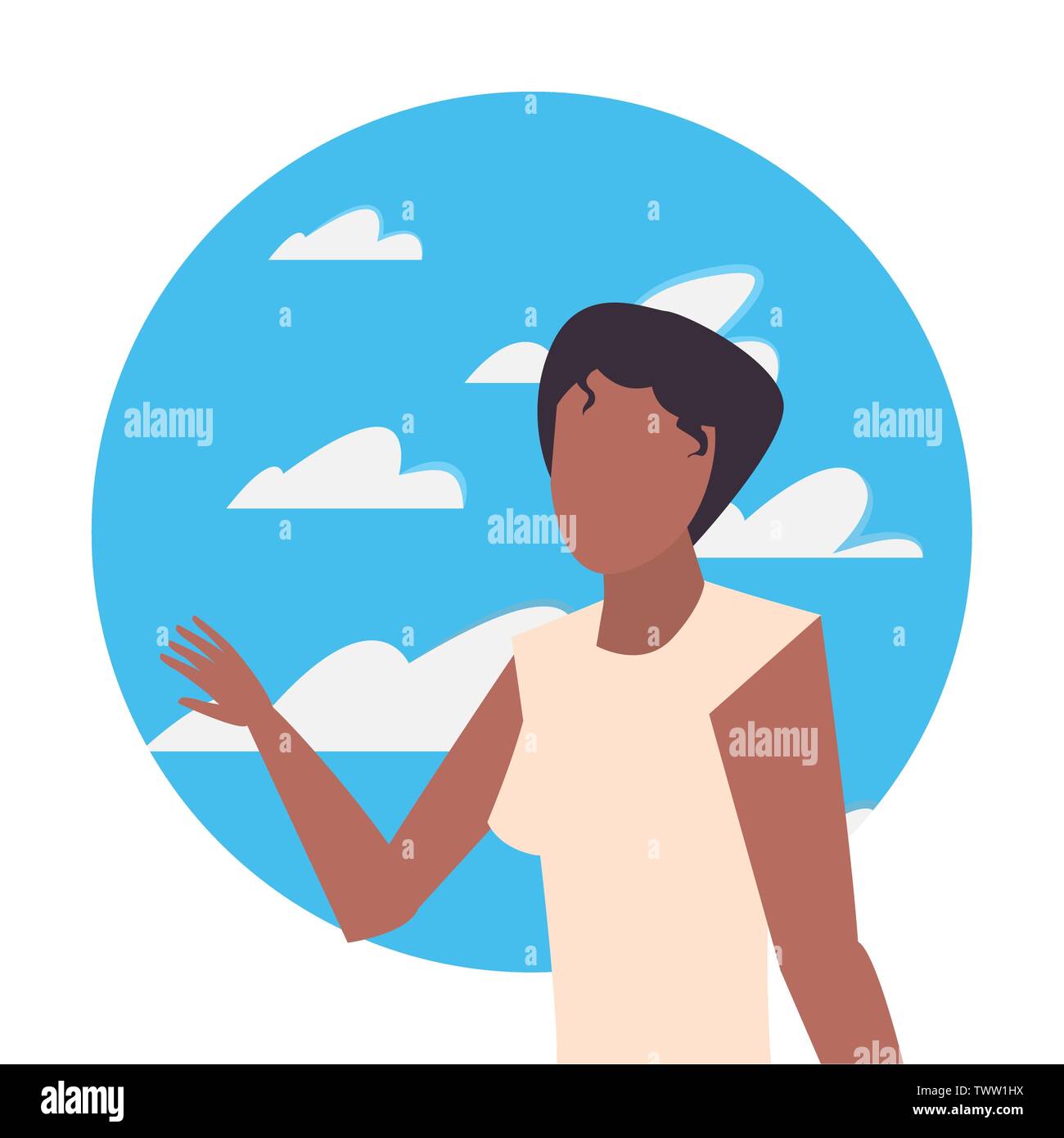 woman avatar character with sky background vector illustration Stock ...