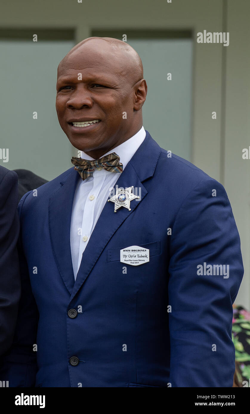 Windsor Great Park, Egham, Surrey, UK. 23rd June 2019. Professional boxer Chris Eubank attends the Outsourcing! Inc Royal Windsor Cup Tournament at Guards Polo Club. Credit: Maureen McLean/Alamy Live News Stock Photo