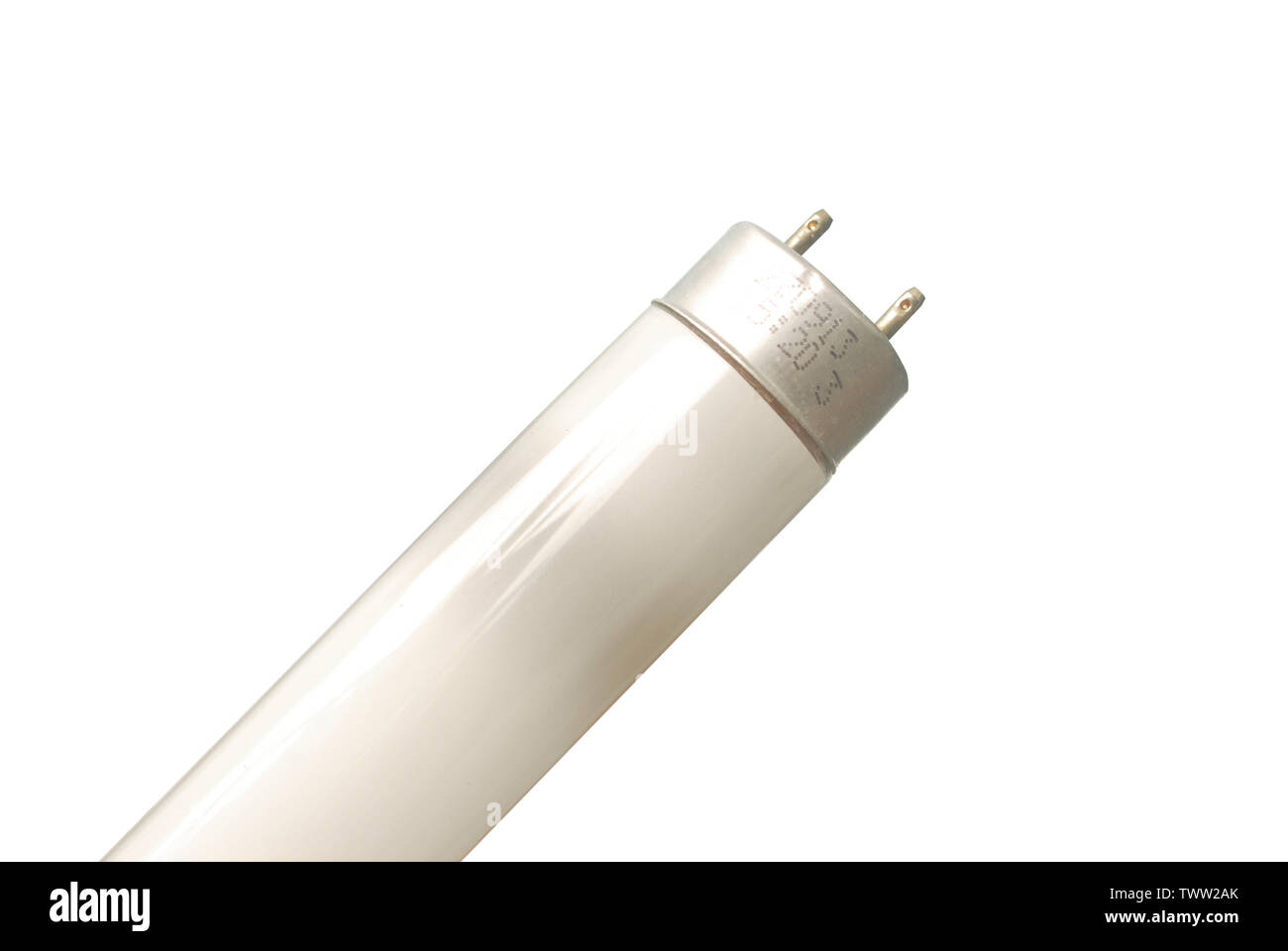 Old fluorescent tubes are damaged on white background.(with Clipping