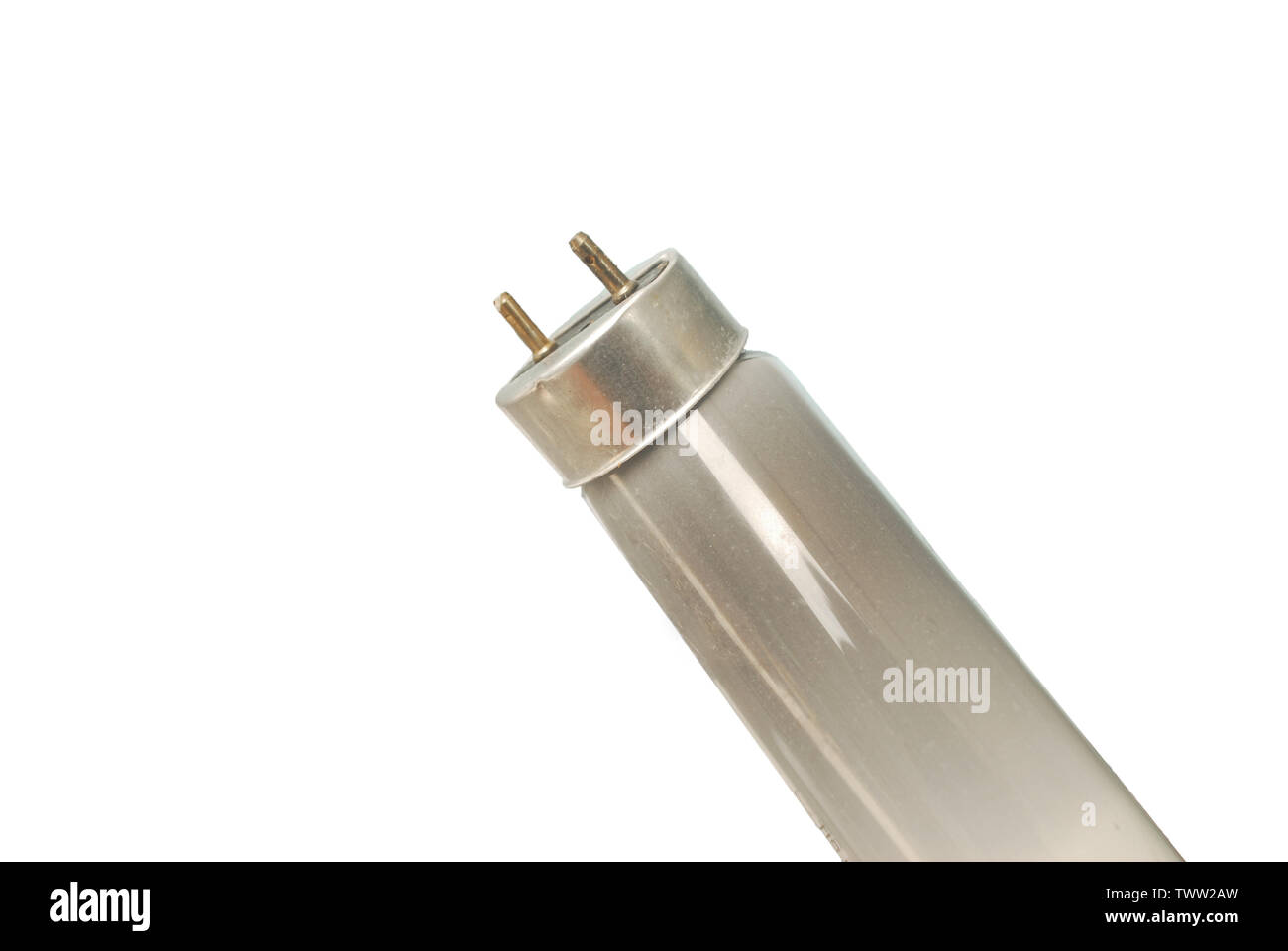 Old fluorescent tubes are damaged on white background.(with Clipping