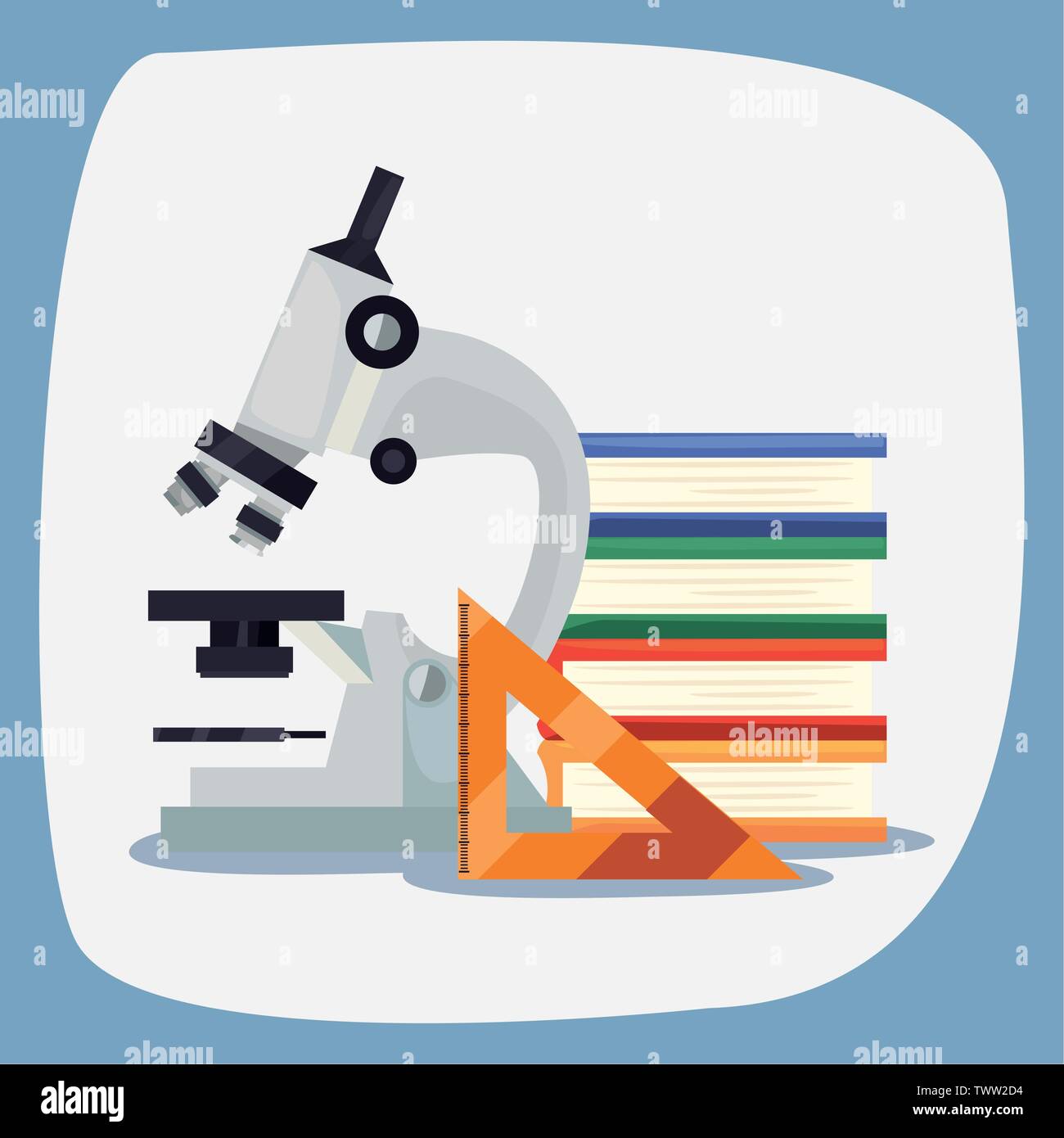 back to school supplies laboratory microscope books ruler vector illustration Stock Vector Image ...