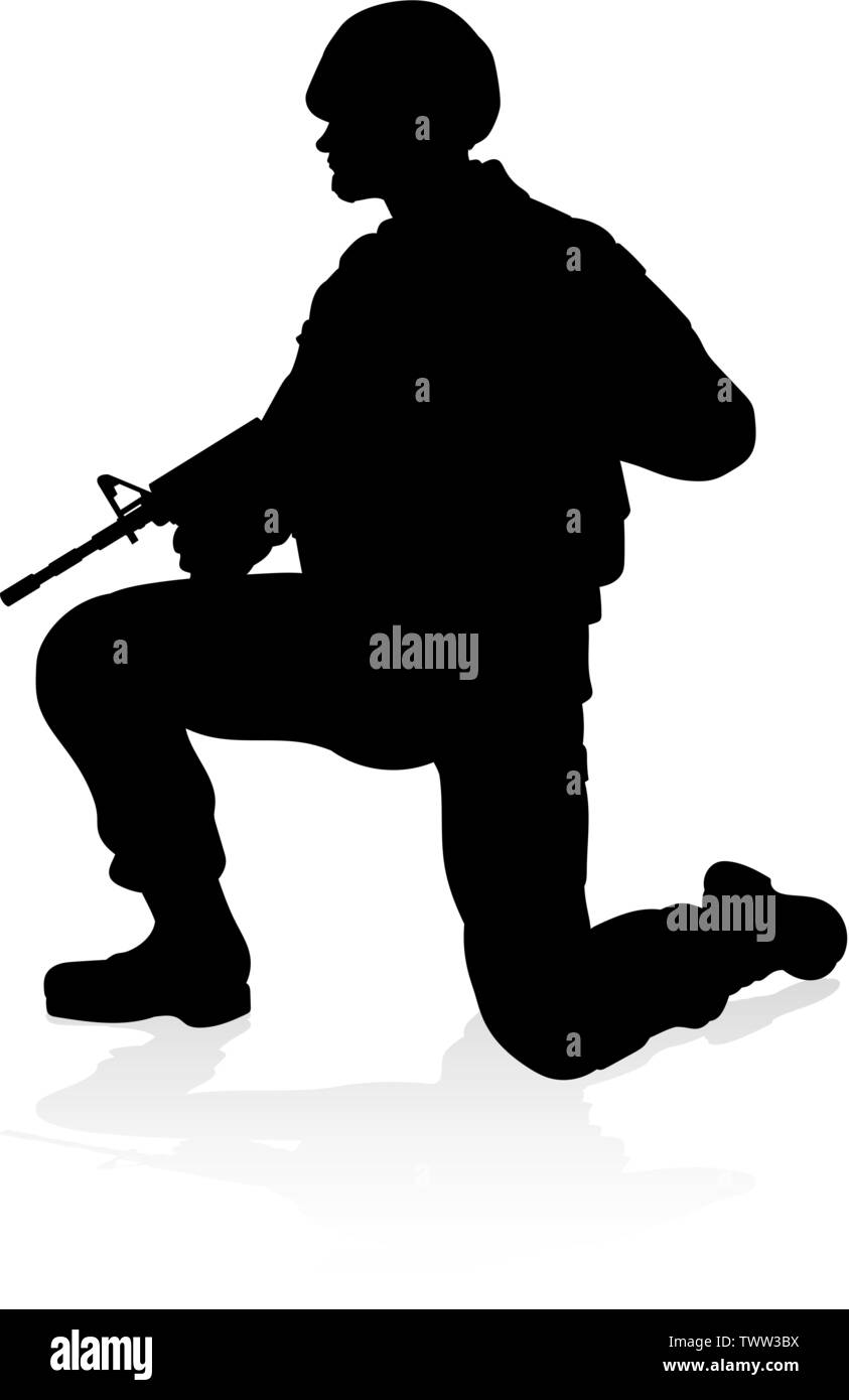 Soldier High Quality Silhouette Stock Vector