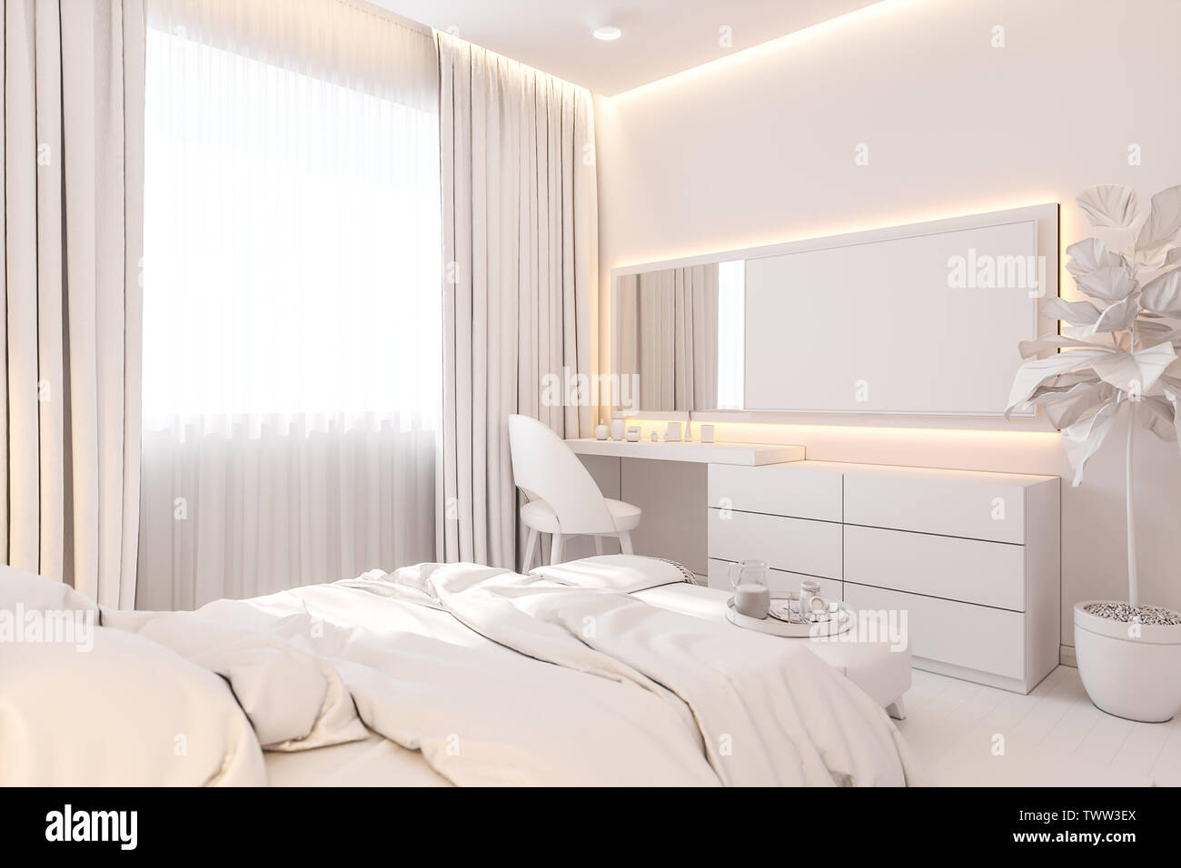 The Interior Design Of The Master Bedroom In The Scandinavian Style 3d Illustration Of The Interior Without Texture In White Color Stock Photo Alamy,Design Your Own Soccer Cleats