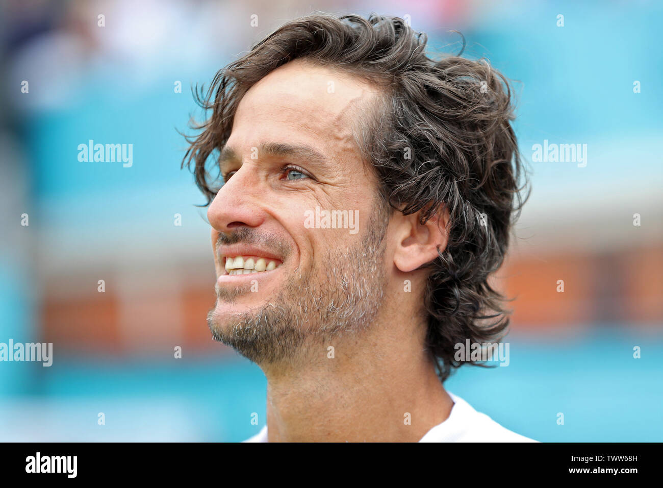 London, UK. 23 June 2019.  Feliciano Lopez (ESP) during the Fever Tree Tennis Championships at the Queen's Club, West Kensington on Sunday 23rd June 2019. Stock Photo