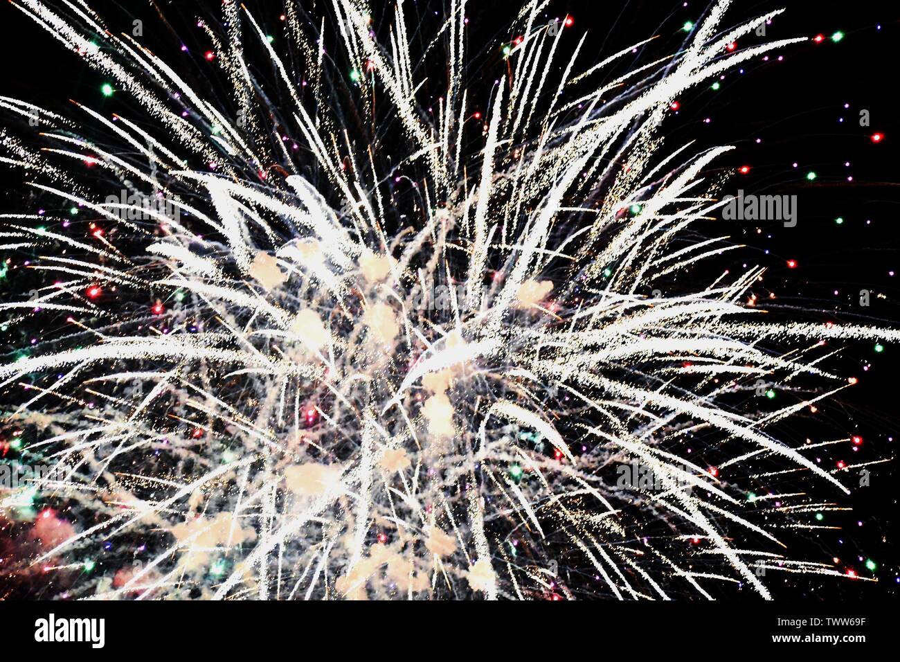 Firework celebrations in the night sky Stock Photo - Alamy
