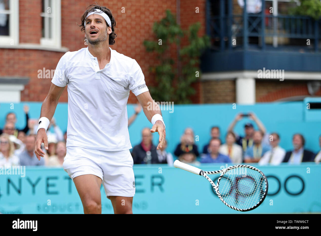 London, UK. 23 June 2019.  Feliciano Lopez (ESP) wins the Fever Tree Tennis Championships at the Queen's Club, West Kensington on Sunday 23rd June 2019. Stock Photo