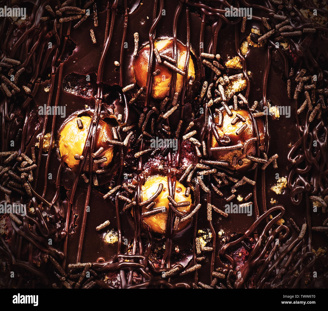 culinary art with its chocolate, marchpane and hazelnuts (cropping) Stock Photo