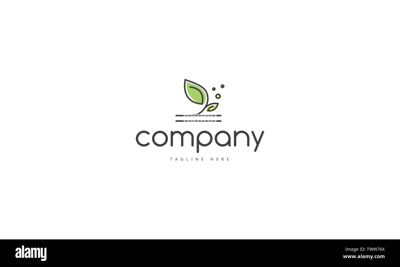 Vector green logo on which is an abstract image of a sprout Stock ...