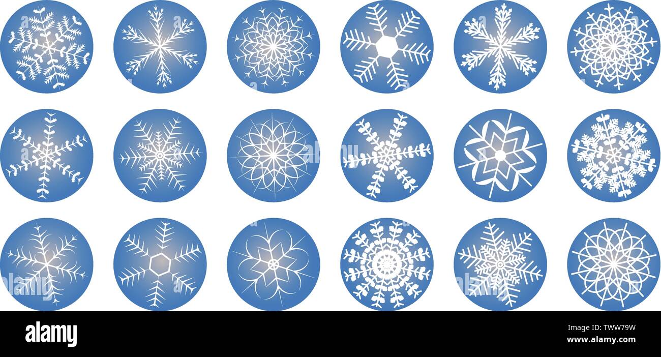 Set of different shining snowflakes icon on a white background. Vector ...